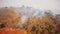 Smog of bushfire fires. Deforestation and Climate crisis. Toxic haze from rainforest fires