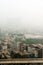Smog fog covered noida cityscape at dawn