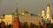 Smoggy sky over Moscow Kremlin. Yellow light of the autumn season