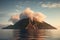 smoke billowing from a volcanic islands peak