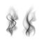 Smoke black. Transparent smoking clouds steam, cigarette or hookah vapor steaming curved texture isolated on white. Tea