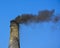 Smoke coming from chimney of a brick kiln