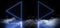 Smoke Elegant Triangle Play Buttons Arrows Shaped Neon Fluorescent Retro Laser Led Show Stage Vibrant Blue Glowing Lights In