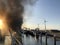 Smoke from a ferry in the Eemshaven