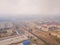 Smoke floats over the small town in Ukraine