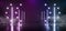 Smoke Foggy Sci Fi Futuristic Studio Lights Laser Neon Tubes Glowing Purple Blue On Grunge Concrete Bar Dance Stage Podium Garage