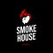 Smoke House Logo Label Graphic Design with Flat Illustration of Bison Head