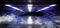 Smoke Laser Futuristic Retro Neon Glowing Arrow Shaped Blue Vibrant Spaceship Club Stage Construction Metal Grunge Concrete