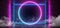 Smoke Neon Retro Club Neon Fluorescent Purple Blue Brick Walls Stage Fashion Dance Modern Sci Fi Futuristic Circle Shape Beam