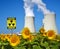 Smoke rising from cooling towers of nuclear power plant