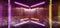Smoke Sci Fi Futuristic Arrow Shaped Neon Lights Glowing Vibrant Yellow Purple Corridor Grunge Concrete Dark Reflective Virtual