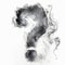 Smoke in the shape of a questionmark on white background. Generative AI