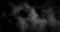 Smoke slowly floating like fog or clouds through space against black background, grey fractal