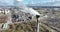 Smoke stack at a large refinery in Moerdijk, The Netherlands. Smoking chimney. Chemical processing plant. Fossil