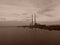 Smoke Stacks along Dublin Harbor in Sepia