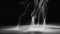 Smoke stream white vapor flow black background