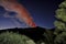 Smoke Volcano Etna Eruption At Night, Sicily