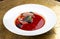 Smoked borscht with duck. Classic retro Russian dish