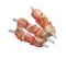 Smoked and Grilled Barbeque Kebab with vegetables isolated. Vector shashlik or shashlik, skewered meat originally made of lamb. Me