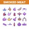 Smoked Meat Barbecue Collection Icons Set Vector