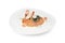 Smoked Salmon and King Prawn Appetizer plate isolated over white