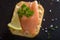 Smoked salmon on salted cracker