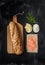 Smoked salmon sandwich recipe - ingredients on black