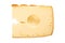 Smoked semi-hard Traunstein cheese with large holes and smooth texture