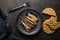 Smoked sprats on plate. Canned sea fish