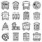 Smokehouse icons set, outline style