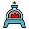 Smoker fire cooking icon color outline vector