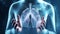 Smoker lungs 3d organ hologram held by man ai generated biotechnology close-up image
