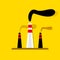 Smokestacks on yellow background, factory smoke stacks - pollution symbol