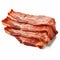 Smokey Bacon Slices On White Background - Artistic Precisionist Style