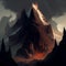 Smokey Volcanic Mountain Lava Landscape Fire Smoke Volcano Ash Landscape DND RPG Generative AI Tools