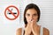 Smoking. Beautiful Woman With No Smoking Sign On Background