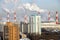 Smoking chimneys of the combined heat and power plant 20. Moscow, Russia