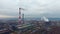 Smoking chimneys, pipe at a thermal power plant. Aerial view made from copter, drone.