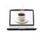 Smoking cup of coffee on the laptop screen