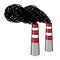 Smoking Industrial chimneys illustration on white background