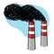 Smoking Industrial chimneys over blue sky illustration