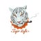 Smoking tiger cartoon