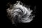 Smoking tornado spiral illustration on black background