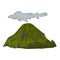 Smoking volcano icon, cartoon style