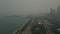 Smoky Air From Canadian Wildfires Blankets Midwestern Skies Chicago. Wide aerial shot