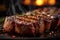 Smoky BBQ, veal steak, grilled meat, barbecue delight, sizzling flavor