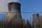 Smoky chimneys of heating plant powerhouse Siersza Poland