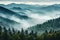 Smoky cloudy mountains. Generate Ai