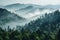 Smoky cloudy mountains trail. Generate Ai