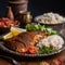 Smoky and Flavorful Iraqi Masgouf with Rice and Salad